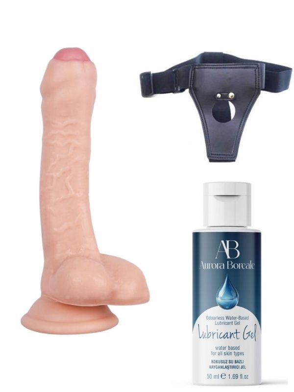 Belden Bağlamalı Kayganlaştırıcı Set Noctis 18cm Realistik Dildo No:100