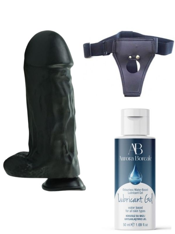 Belden Bağlamalı Kayganlaştırıcı Set Noctis 27cm Siyah Dildo No:2