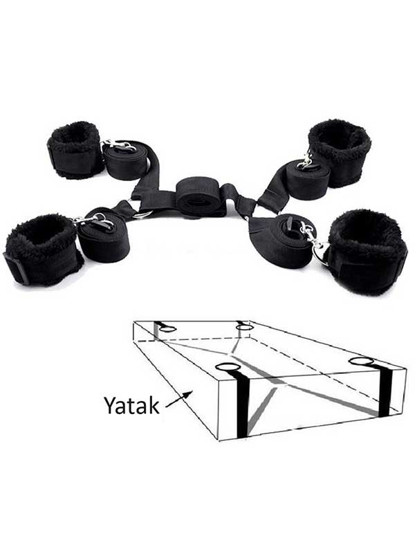 Fetiş Fantezi Yatak Kelepçe Seti