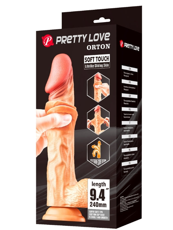 Ortan 9.4 İnç Kıkırdak Yapılı Gerçek Deri Yapılı Dildo