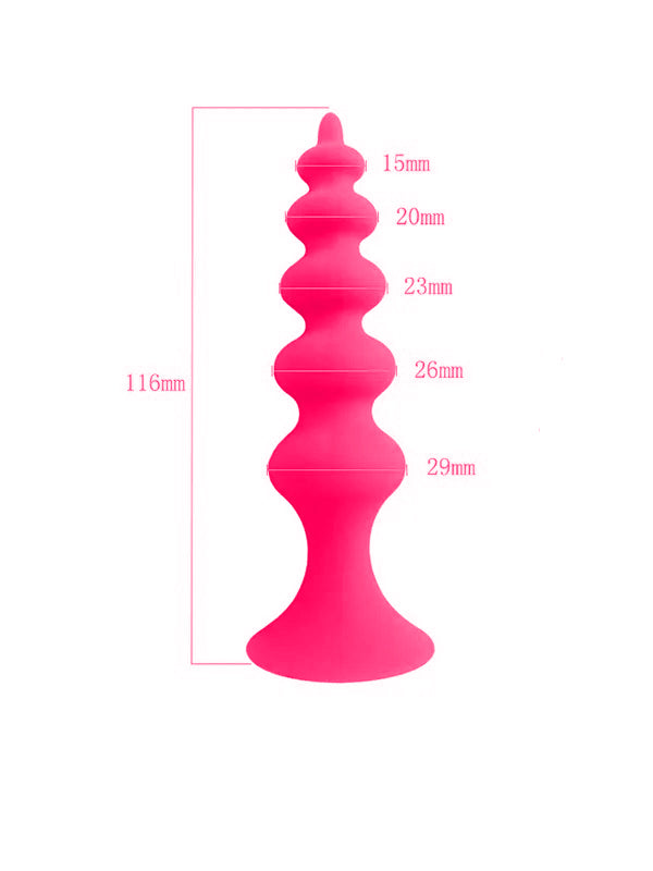 Vantuzlu Boğumlu Silikon Anal Plug Pembe