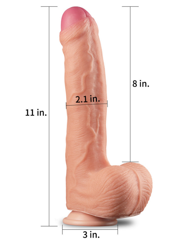 11 İnç Dual Layer Platinum Silicone Cock