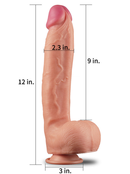 12 İnç Dual Layered Platinum Silicone Cock