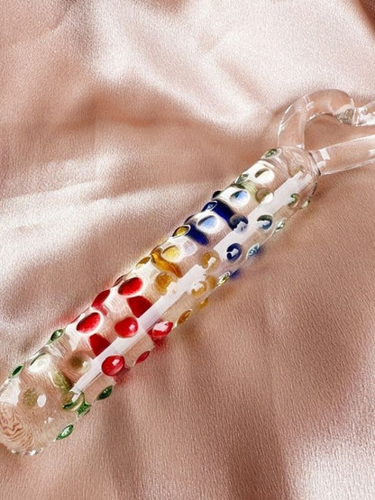 19cm Tırtıklı Yüzeyli Renli Anal ve Vajinal Dildo