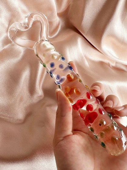 19cm Tırtıklı Yüzeyli Renli Anal ve Vajinal Dildo