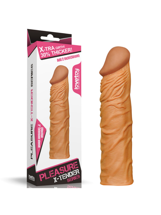 Add 2&quot; Pleasure X Tender Penis Sleeve Brown