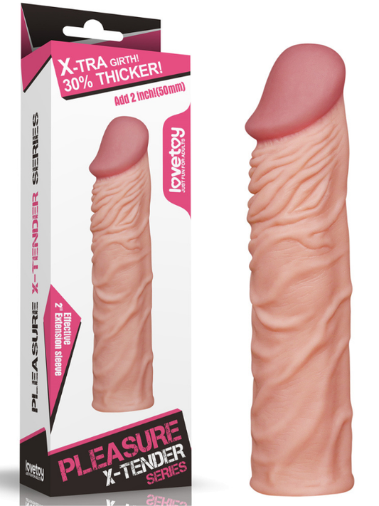 Add 2&quot; Pleasure X Tender Penis Sleeve Flesh