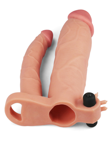 Add 3 İnç Pleasure X Tender Vibrating Double Penis Sleeve Penis Kılıfı