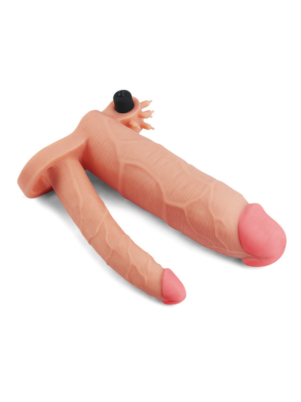 Add 3 İnç Pleasure X Tender Vibrating Double Penis Sleeve Penis Kılıfı