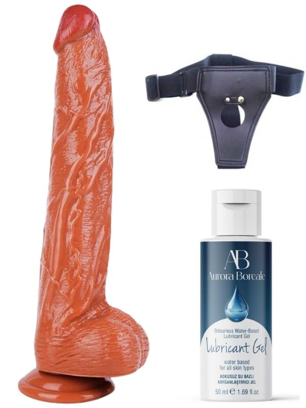Belden Bağlamalı Kayganlaştırıcı Set Noctis 32cm Melez Dildo No:6
