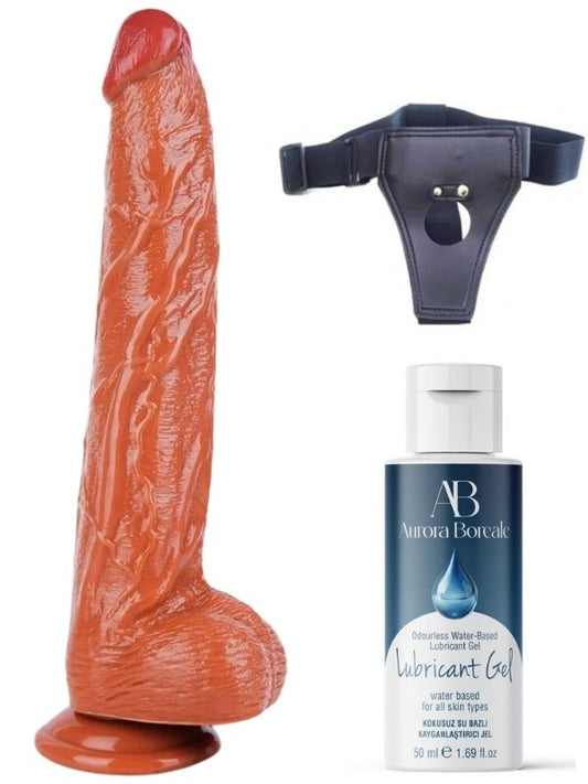 Belden Bağlamalı Kayganlaştırıcı Set Noctis 32cm Melez Dildo No:6