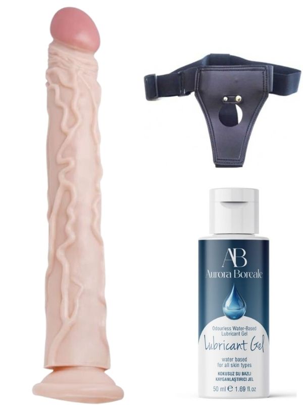 Belden Bağlamalı Kayganlaştırıcı Set Noctis 34,5cm Realistik Dildo No:7