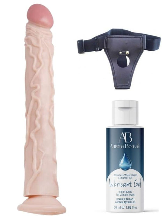 Belden Bağlamalı Kayganlaştırıcı Set Noctis 34,5cm Realistik Dildo No:7