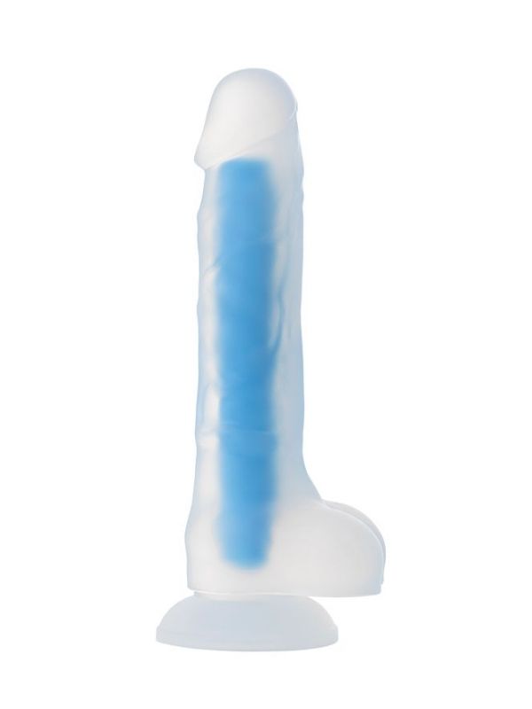 Beyond Mavi Matt Glow Gece Parlayan Dildo, Silikon, Şeffaf, 18 cm