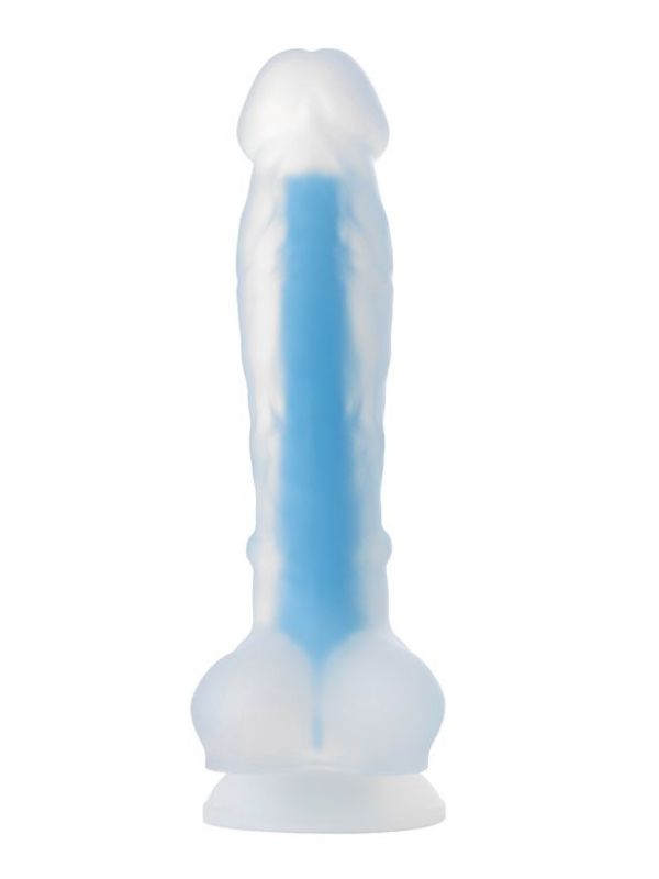Beyond Mavi Matt Glow Gece Parlayan Dildo, Silikon, Şeffaf, 18 cm