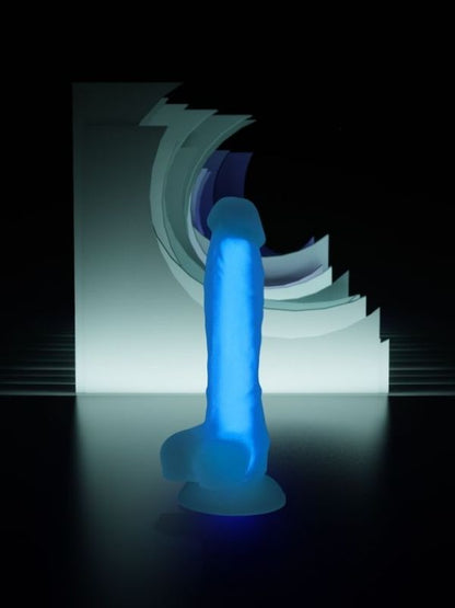 Beyond Mavi Matt Glow Gece Parlayan Dildo, Silikon, Şeffaf, 18 cm