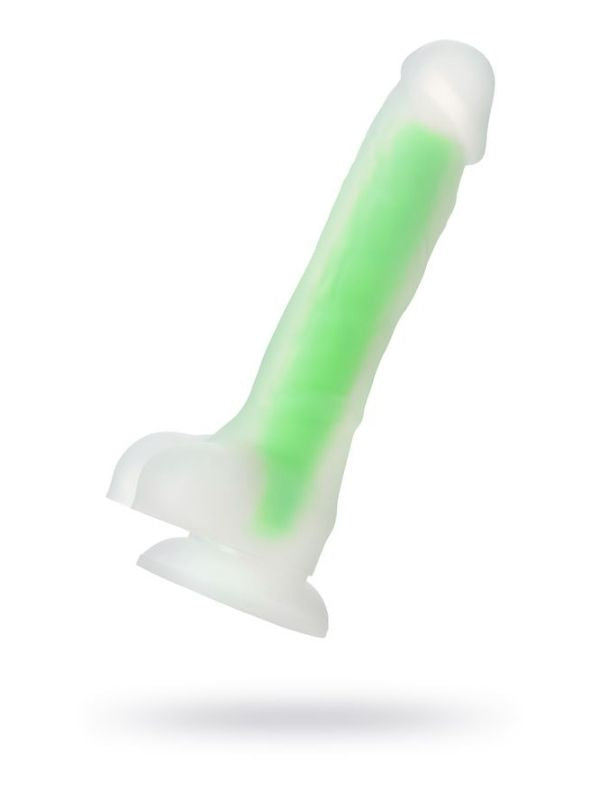 Beyond Yeşil Dick Glow Gece Parlayan Dildo, Silikon, Şeffaf, 18 cm