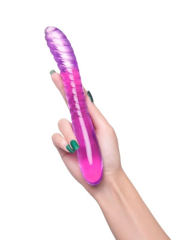 Çift Taraflı Jel Dildo Frica, TPE, mor, 23 cm