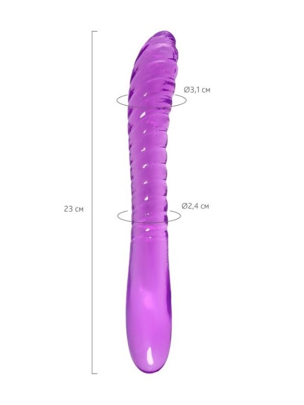Çift Taraflı Jel Dildo Frica, TPE, mor, 23 cm