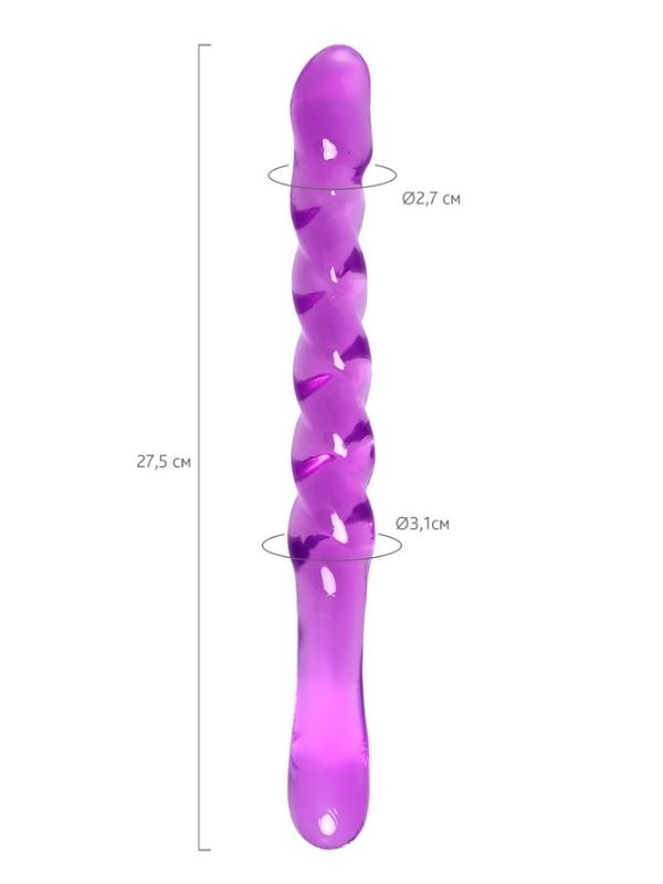 Çift taraflı Jel Dildo Tanza, TPE, mor, 27,5 cm