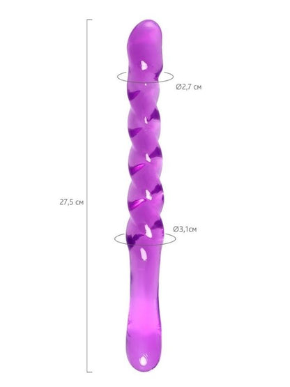 Çift taraflı Jel Dildo Tanza, TPE, mor, 27,5 cm