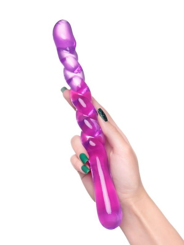 Çift taraflı Jel Dildo Tanza, TPE, mor, 27,5 cm