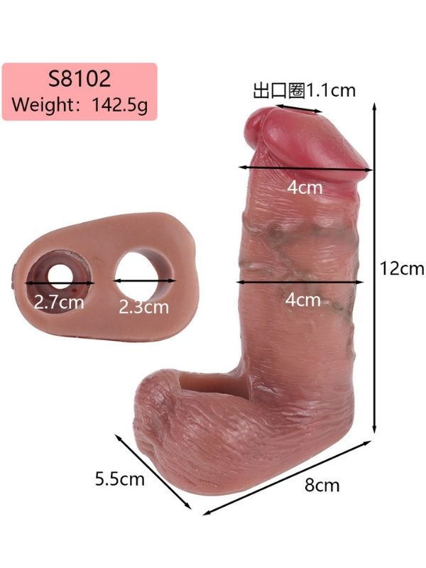 Dolgulu Testis Geçmeli Ucu Açık Penis Kılıfı Model no: S8102