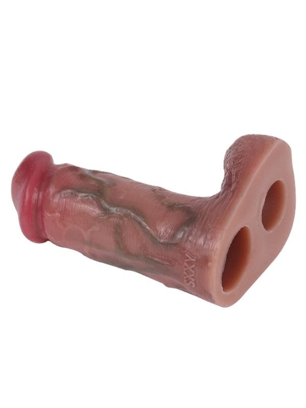 Dolgulu Testis Geçmeli Ucu Açık Penis Kılıfı Model no: S8102
