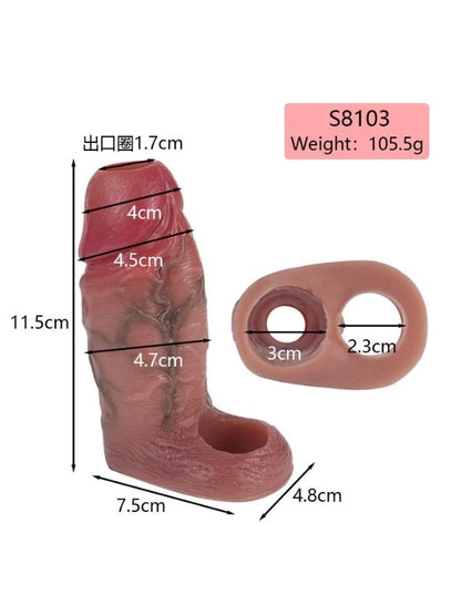 Dolgulu Testis Geçmeli Ucu Açık Penis Kılıfı Model no: S8103