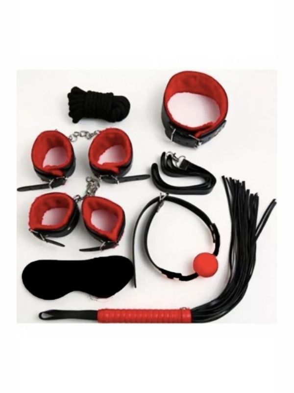 Fetiş Kırmızı Siyah Set 7 Parça