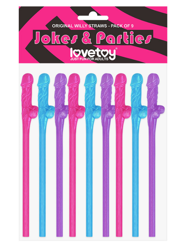 Jokes &amp; Parties Original Willy Straws – Pack of 9 Dildo Pipet