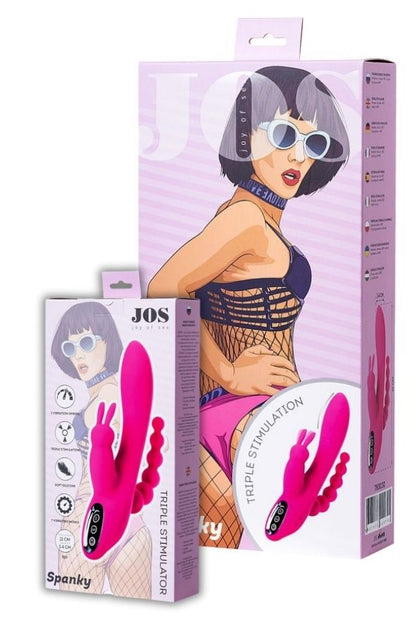Jos Spanky Üçlü 21cm Pembe Vibratör