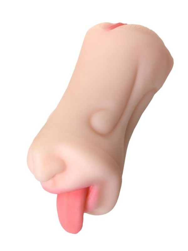 Juicy Pussy Masturbator Realistik Fruity Tongu, Ağız ve Vajina TPE Ten 19 cm