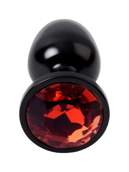 Metal Anal Plug, Metal, siyah, kırmızı kristalli, 7,2 cm, Ø2,8 cm, 50 g