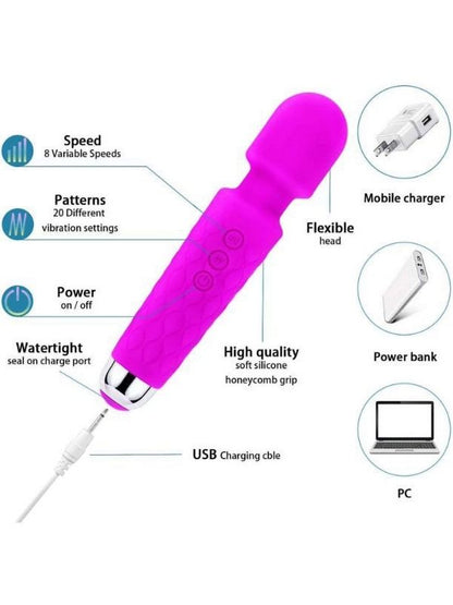 Mini Toy Wand Massager Şarjlı Vibratör - Pembe