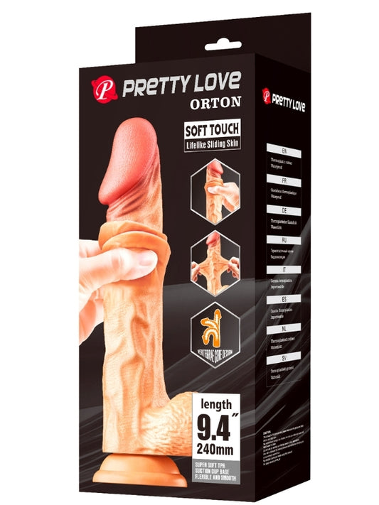 Ortan 9.4 İnç Kıkırdak Yapılı Gerçek Deri Yapılı Dildo