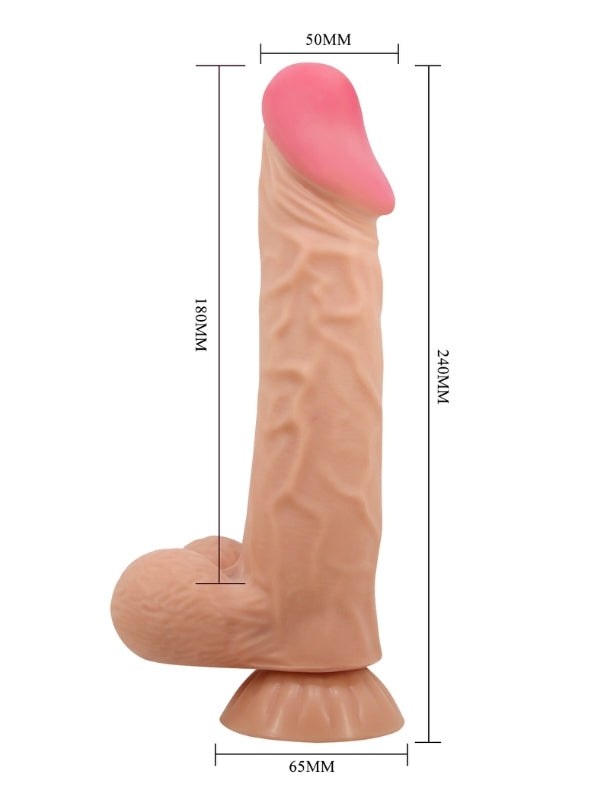 Ortan 9.4 İnç Kıkırdak Yapılı Gerçek Deri Yapılı Dildo