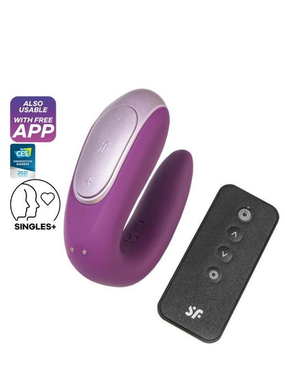 Satisfyer Double Fun Telefon Kontrollü ve Uzaktan Kumandalı Violet Vibratör