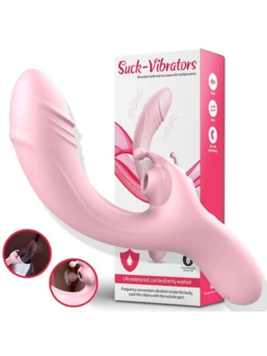Suck Vakumlu Klitoral Uyarıcılı Şarjlı Tavşan Vibratör