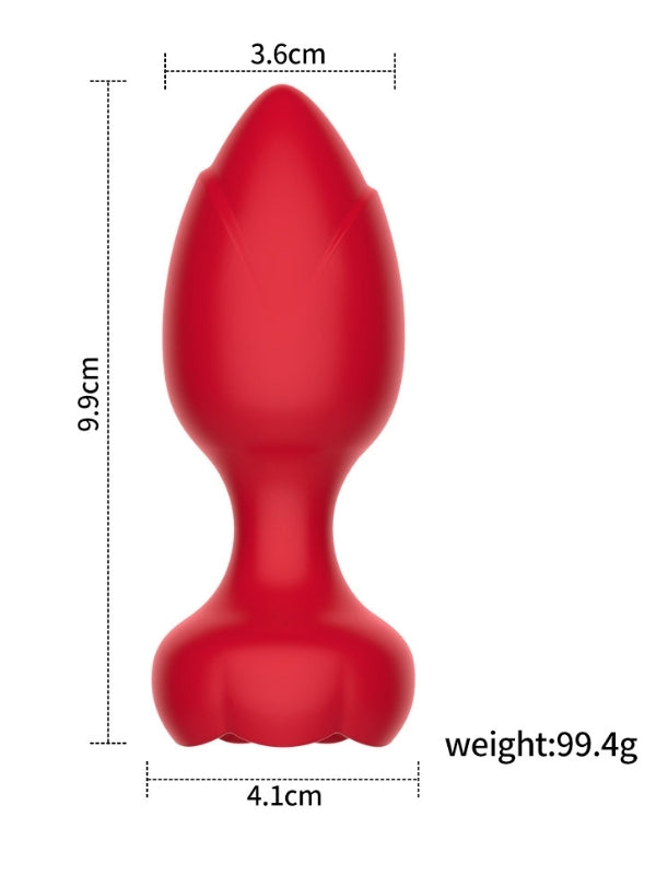 Telefon Kontrollü Full Covered Rubber Rose Anal Plug – Kırmızı