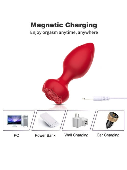 Telefon Kontrollü Full Covered Rubber Rose Anal Plug – Kırmızı