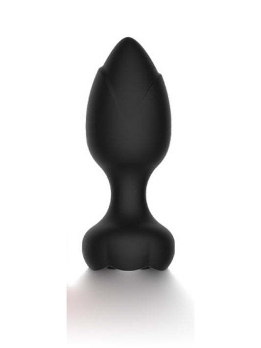 Telefon Kontrollü Full Covered Rubber Rose Anal Plug – Siyah
