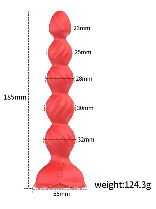 Telefon Kontrollü Haley Rose Pulled Beads Anal Plug – Kırmızı