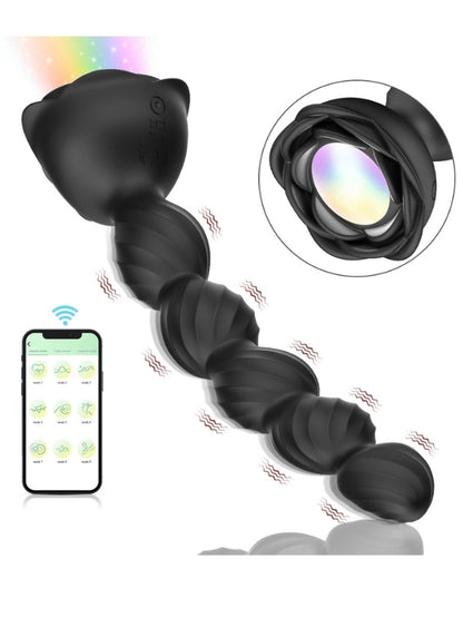 Telefon Kontrollü Haley Rose Pulled Beads Anal Plug – Siyah