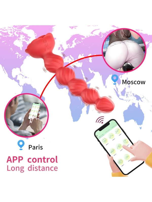 Telefon Kontrollü Haley Rose Pulled Beads Anal Plug – Siyah