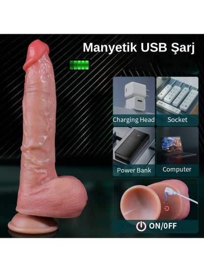 Ultra Realistik Isıtma İleri Geri ve Dönme Fonksiyonlu Gerçekçi Melez Vibratör