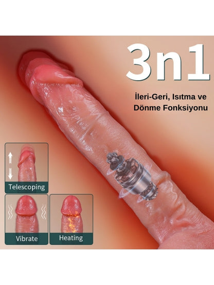 Ultra Realistik Isıtma İleri Geri ve Dönme Fonksiyonlu Gerçekçi Melez Vibratör
