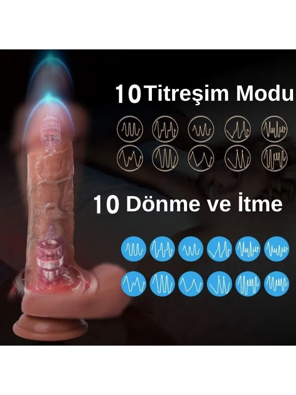 Ultra Realistik Isıtma İleri Geri ve Dönme Fonksiyonlu Gerçekçi Vibratör