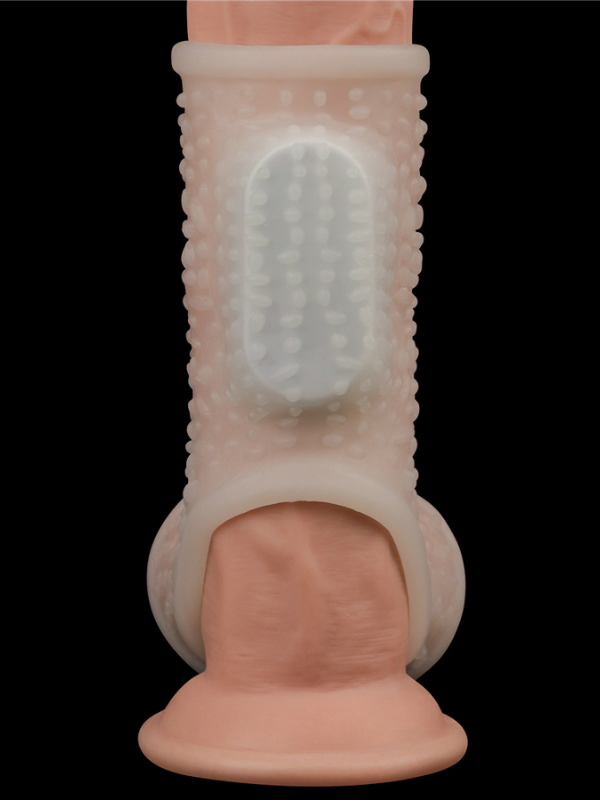 Vibrating Drip Knights Ring with Scrotum Sleeve (Beyaz)