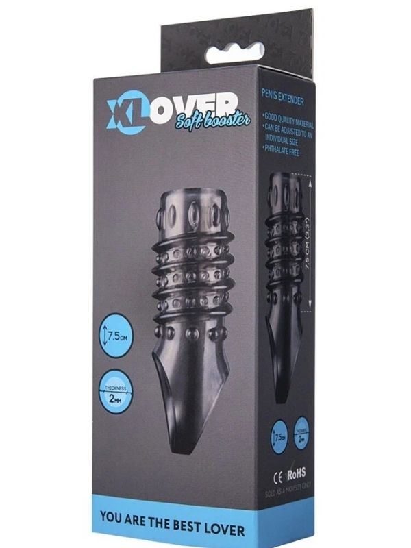XLover Penis Extender Kılıfı TPE Siyah Şeffaf 7.5 cm